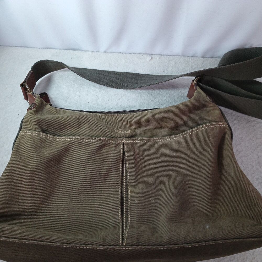Fossil Olive Green Canvas Crossbody Bag